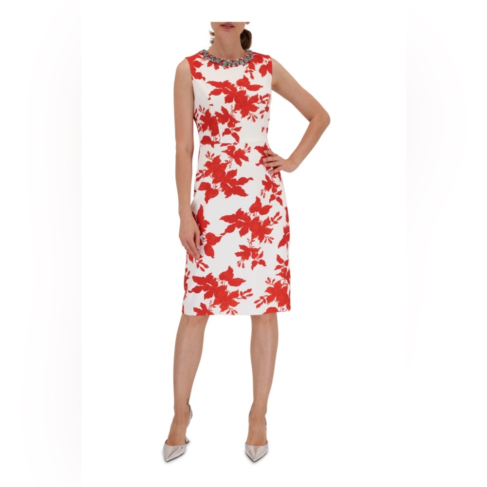 SACHIN + BABI Anna Coral Narcissus Floral Print Sheath Dress